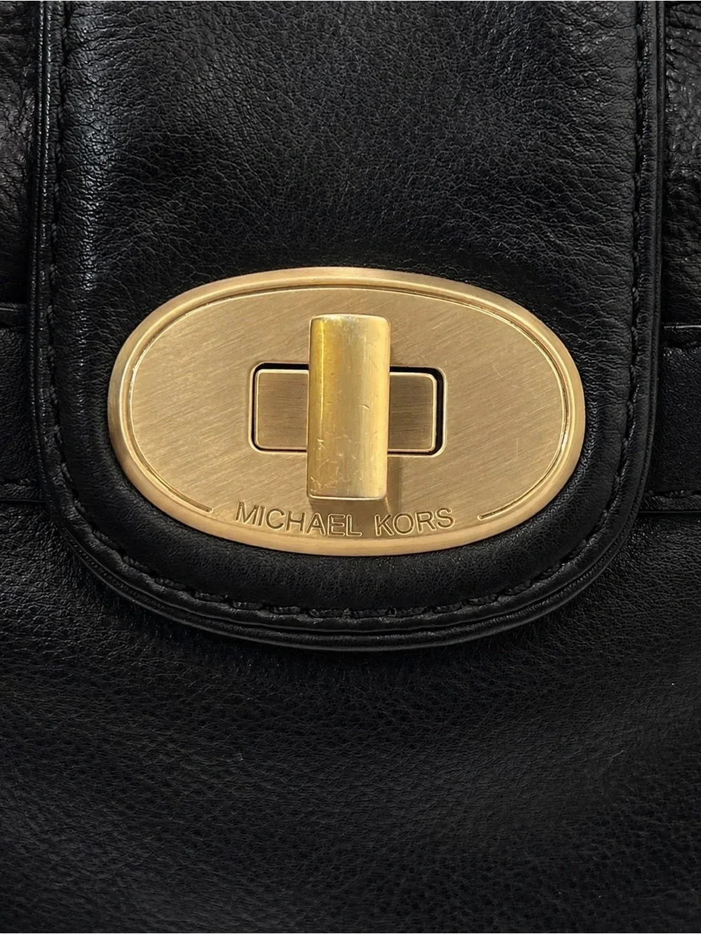 Michael Kors Chandler Black Pebbled Leather Hobo Shoulder Bag Gold Studded Y2K
